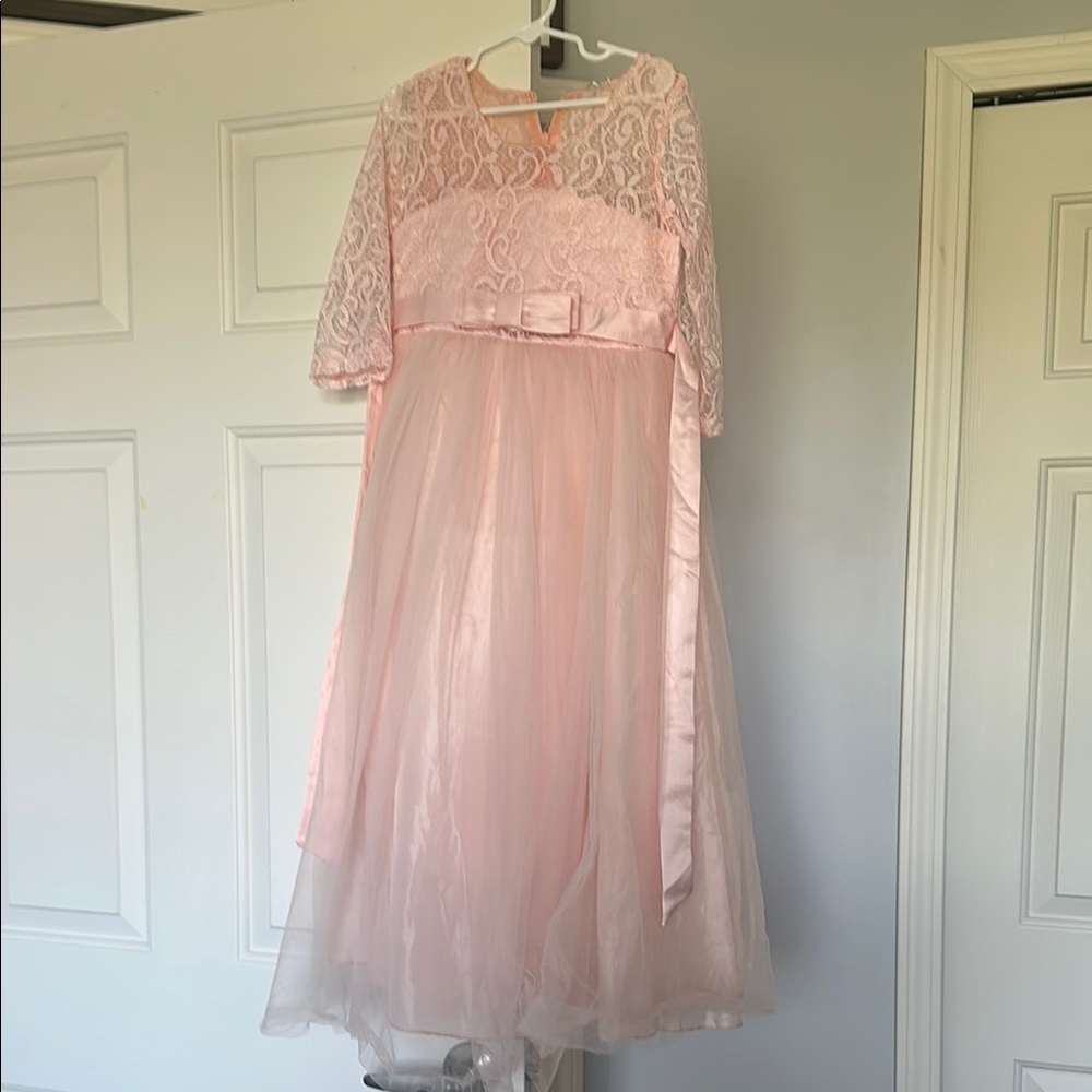 Elegant Pink Lace Kids Dress
